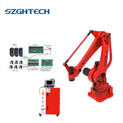 New Arrival material handing equipment manipulator 6 axis industrial robot arm for sale with great price
SZGH-B1500-C-4 is our General-purpose Series robot arm,can be do 750mm-2950mm reaching ;widely used for Materials handling, parts transfer, machine management, testing, gluing, &assembly ; with favorable price, wide application, safe and efficient, is a product worth having ,It is a light-weight body with a suitable arm length and a moderate load weight, reaching out to customers